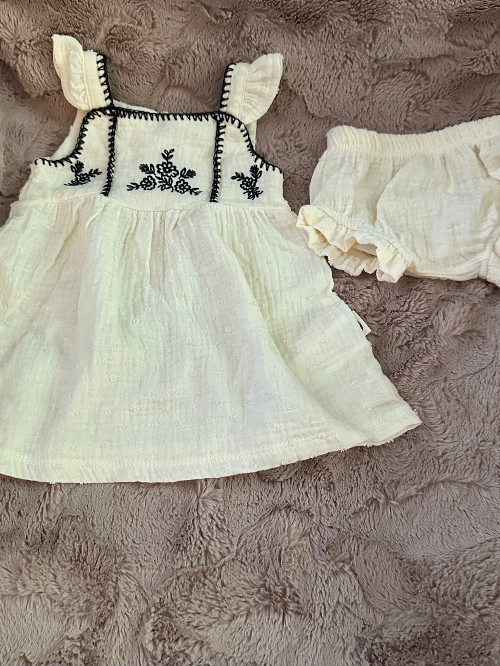 Rabbit+Bear Organic Cotton Embroidered Dress with Matching Bloomers, 3-6 months